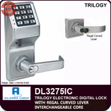 Alarm Lock Trilogy DL3275IC Standalone Electronic Digital Lock with Regal Curved Lever - Interchangeable Core