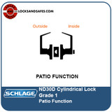 Schlage ND30 Patio Function | Schlage ND-30 Cylindrical Lock