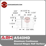 Diagram ABHA540HD Aluminum Continuous Gear Hinges Half Surface