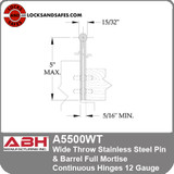 ABH A5500-WT Wide Throw 12 Gauge P&B Full Mort Continuous Hinges | ABHA5500WT