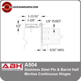 ABH A 504 Pin Barrel Half Mort Continuous Hinges