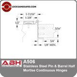 ABH A 506 Pin Barrel Half Mort Continuous Hinges