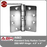 ABH A663 Standard Duty Radius Corner 2BB NRP Hinge - 4.5” x 4”