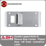 ABH Double-Lipped Strike & Rescue Stop Combo - Flipper Stop - 1/8" Inset - Cylindrical Latch | CR4593 | CR4594