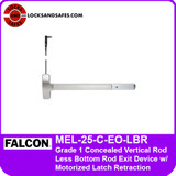 Falcon 25 Concealed Vertical Rod Less Bottom Rod Exit Device with Motorized Electric Latch Retraction