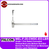 Falcon MEL-F-25-CWDC-EO-LBR | Falcon 25 Fire Rated Concealed Vertical Rod Less Bottom Rod Exit Device For Wood Doors with Motorized Electric Latch Retraction