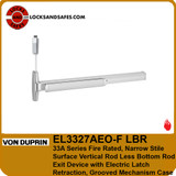 Von Duprin EL3327A-F-LBR Fire Rated Narrow Stile Surface Vertical Rod Less Bottom Rod Exit Device with Electric Latch Retraction