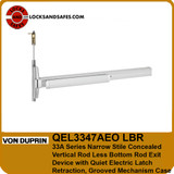 Von Duprin QEL3347 LBR Narrow Stile Concealed Vertical Rod Less Bottom Rod Exit Device with Quiet Electric Latch Retraction | Von Duprin 3347 CVR LBR QEL