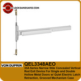 Von Duprin QEL3348AEO Narrow Stile Concealed Vertical Rod Exit Device For Hollow Metal Single and Double Doors with Quiet Electric Latch Retraction