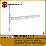 Von Duprin QEL3348AEO-F Fire Narrow Stile Concealed Vertical Rod Exit Device with Quiet Electric Latch Retraction For Hollow Metal Single and Double Doors
