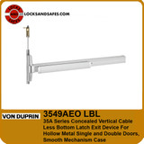 Von Duprin 3549AEO LBL Concealed Vertical Cable Less Bottom Latch Exit Device For Hollow Metal Single and Double Doors