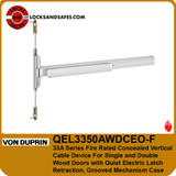 Von Duprin QEL3350AWDCEO-F | Grade 1 Fire Rated Concealed Vertical Cable Exit Device With Quiet Electric Latch Retraction For Single and Double Wood Doors