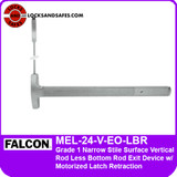 Falcon MEL-24-V-EO-LBR | Grade 1 Narrow Stile Surface Vertical Rod Less Bottom Rod Exit Device with Motorized Electric Latch Retraction