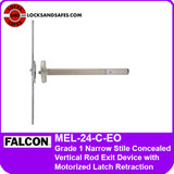 Falcon MEL-24-C-EO | Grade 1 Narrow Stile Concealed Vertical Rod Exit Device with Motorized Electric Latch Retraction