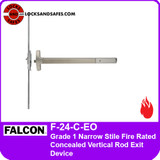 Falcon F-24-C-EO | Grade 1 Fire Rated Narrow Stile Concealed Vertical Rod Exit Device