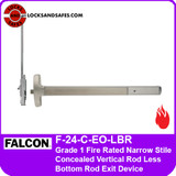 Falcon F-24-C-EO-LBR | Grade 1 Fire Rated Narrow Stile Concealed Vertical Rod Less Bottom Rod Exit Device