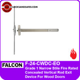 Falcon F-24-CWDC-EO | Grade 1 Narrow Stile Fire Rated Concealed Vertical Rod Exit Device For Wood Doors