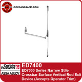 Corbin Russwin ED7400 | ED7000 Series Grade 1 Narrow Stile Crossbar Surface Vertical Rod Exit Device (Accepts Operator Trim)