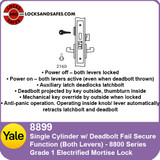 Yale 8899 Single Cylinder with Deadbolt Both Levers Fail Secure Mortise Lock