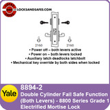 Yale 8894-2 Double Cylinder without Deadbolt Both Levers Fail Safe Mortise Lock