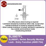 Yale SL8807FL Entrance Function Security Mortise Lock
