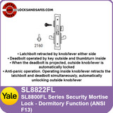 Yale SL8822FL Dormitory Function Security Mortise Lock