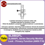 Yale SL8802FL Privacy Mortise Lock