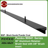 90° Aluminum Retainer Brush Seal with 3/8" Brush Insert | Pemko 90041 Series | BSP - Black Suede Powder Coat