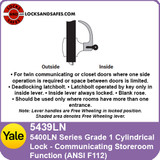 Yale 5439LN Communicating Storeroom Function Cylindrical Lock