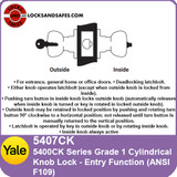 Yale 5407CK Entry Cylindrical Knob Lock