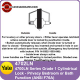 Yale 4702LN Privacy Bedroom or Bath Cylindrical Lock