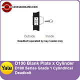 Yale D100 Blank Plate x Cylinder Deadbolt
