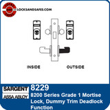 Sargent 8229 Dummy Trim Deadlock Mortise Lock