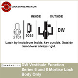 Marks DW Vestibule Function Mortise Lock Body