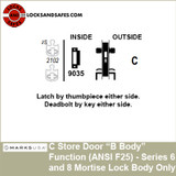 Marks Store Door Function Mortise Lock Body