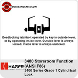 Hager 3480 Storeroom Cylindrical Lock
