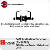 Hager 3482 Institution Cylindrical Lock