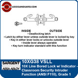 Sargent 10XG38 VSLL Classroom Security Indicator Lock