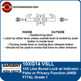 Sargent 10XG14 VSLL Patio Bored Lock