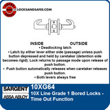 Sargent 10XG64 Time Out Bored Lock
