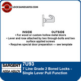 Sargent 7U93 Single Lever Pull Function Bored Lock