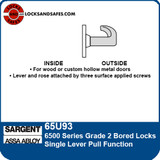 Sargent 65U93 Single Lever Pull Bored Lock