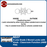 Sargent 6G37 Classroom Function Bored Lock