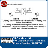 Sargent 10XU65 BHW Privacy Function