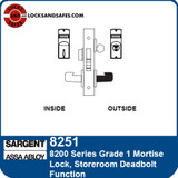 Sargent 8251 Storeroom Deadbolt Mortise Lock