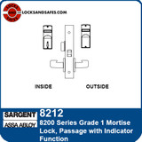 Sargent 8212 Passage with Indicator Mortise Lock