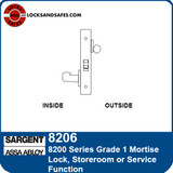 Sargent 8206 Storeroom Mortise Lock | Sargent 8200 Service Mortise Lock