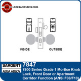 Sargent 7847 Front Door Mortise Lock | Sargent Apartment Corridor Mortise Knob Lock