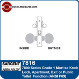 Sargent 7816 Apartment Exit or Public Toilet Mortise Lock