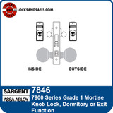 Sargent 7846 Dormitory Mortise Lock | Sargent 7846 Exit Mortise Lock